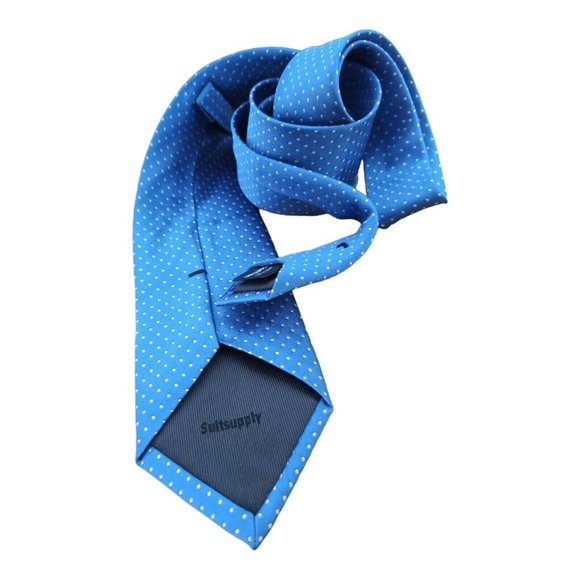 SUITSUPPLY Current Blue Geometric Silk Tie 60"/ 3.2" EC - Picture 8 of 10